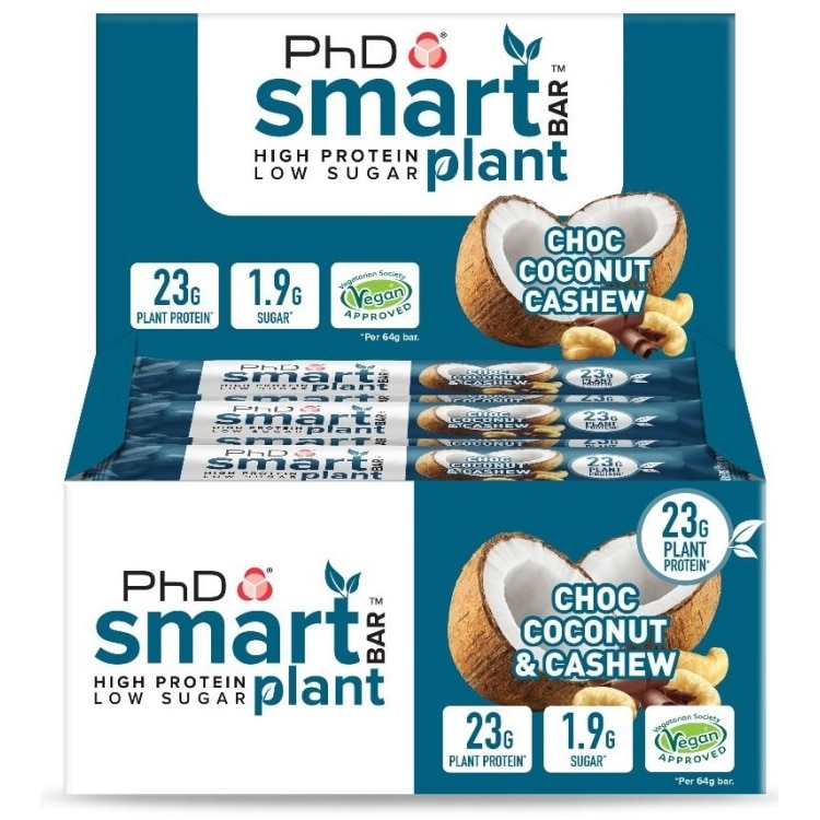 PhD - Smart Bar Plant, chokladkokos och cashew, 12 barer | Veganska produkterHälsokostProteinerProteinbarsFitness och träning | Apoteka