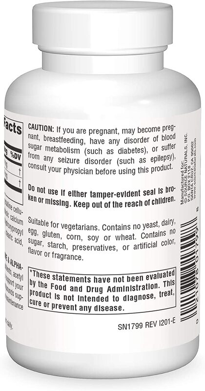 Source Naturals - Acetyl-L-Carnitine & Alpha-Lipoic Acid, 650 mg, 60 vegetabiliska tabletter - Bild 4