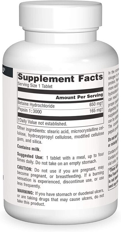 Source Naturals - Betaine HCl, 650 mg, 180 tabletter - Bild 3