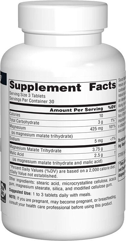 Source Naturals - Magnesium Malate, 1250 mg, 90 tabletter - Bild 3