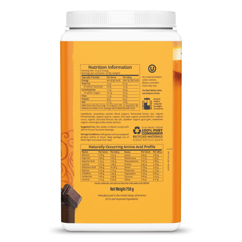 Sunwarrior - Protein Plus Organic Chocolate, Pulver 750 g - Bild 3