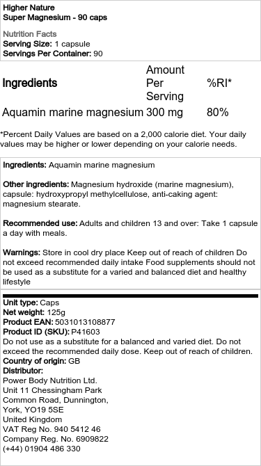 Higher Nature - Super Magnesium, 90 kapslar - Bild 2