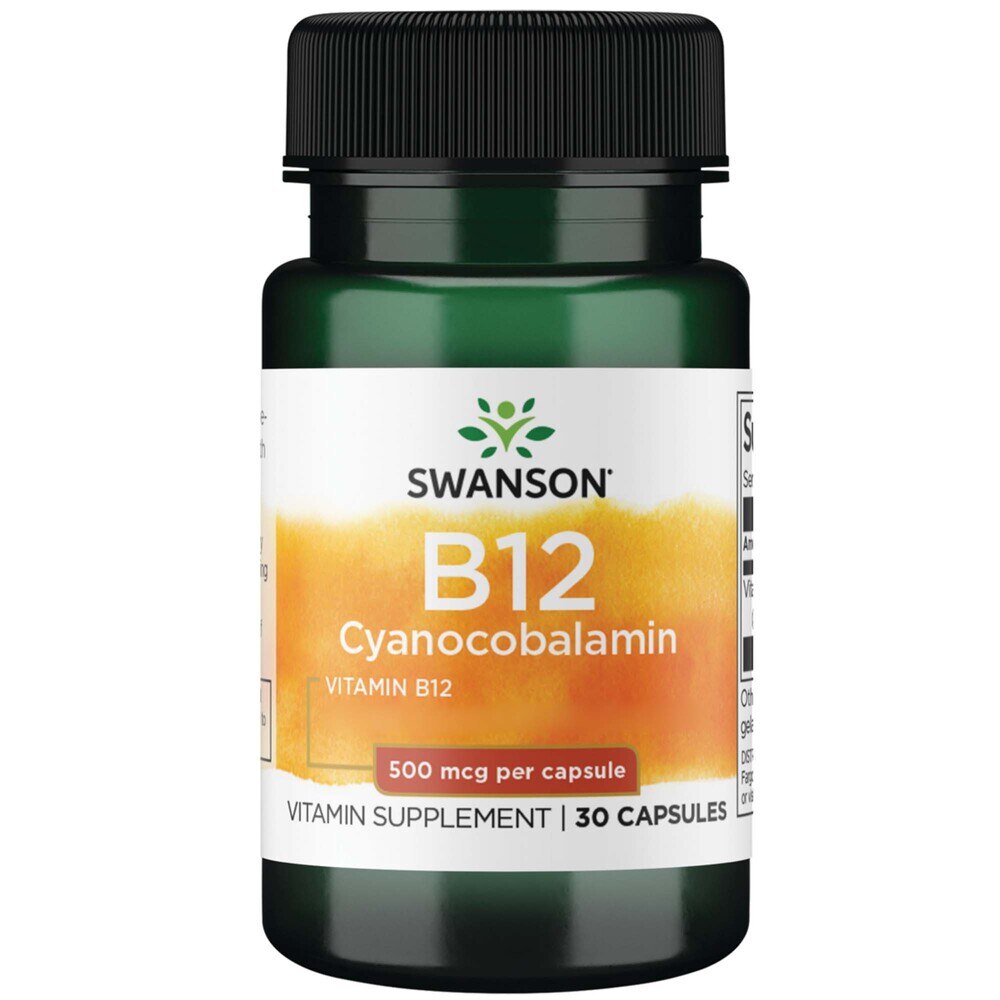 Swanson - Vitamin B12 Cyanocobalamin, 500 mcg, 30 kapslar - Bild 2