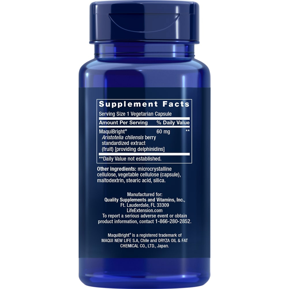 Life Extension - Tårstöd med MaquiBright (Maquibärsextrakt), 60 mg - 30 vegetabiliska kapslar - Bild 5