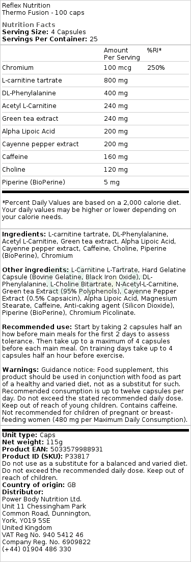 Reflex Nutrition - Termo Fusion, 100 kapslar - Bild 2