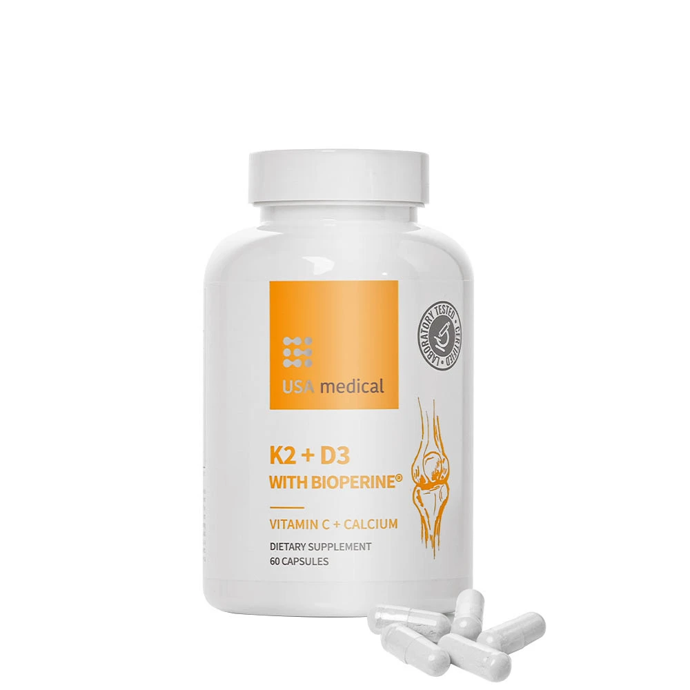 USA Medical - K2+D3 med Bioperine, 60 kapslar | Hälsokost | Apoteka