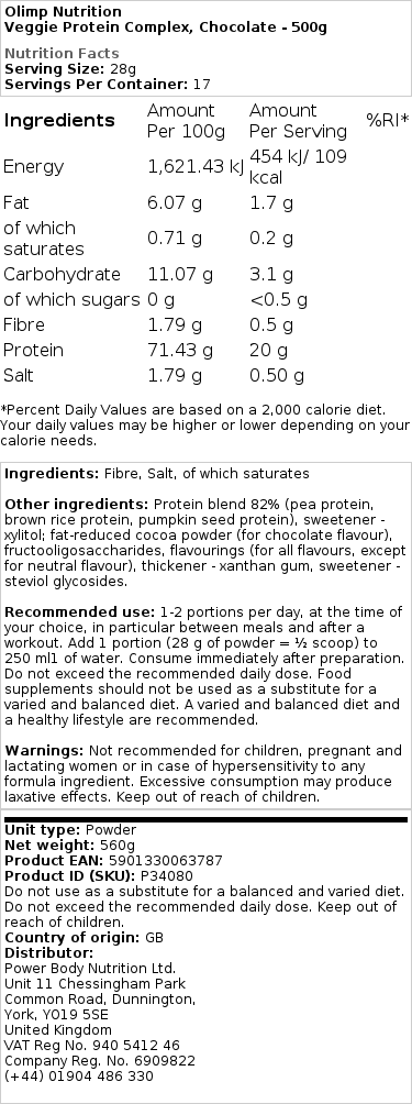 Vegetabiliskt Proteinkomplex - Proteinpulver, 500g - Bild 2