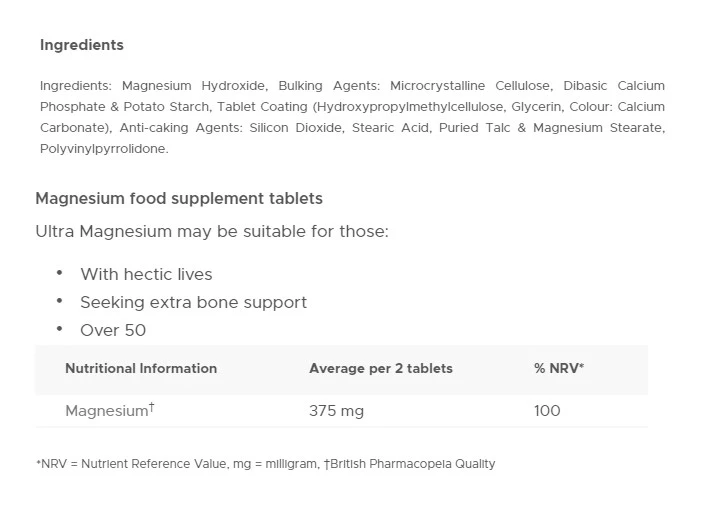 Vitabiotics - Ultra Magnesium, 60 tabletter - Bild 2