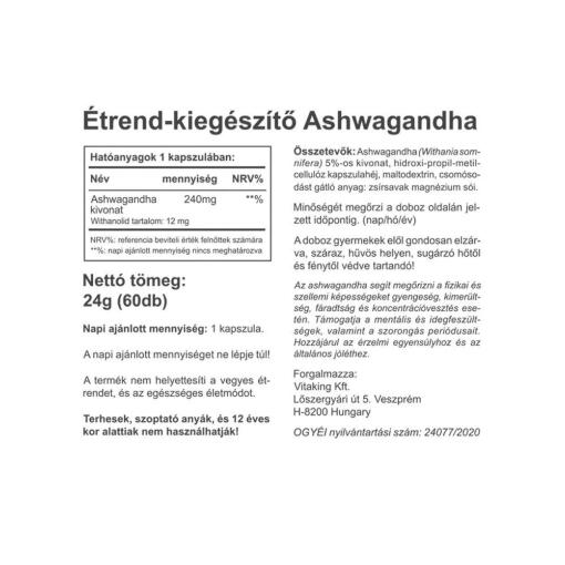 Vitaking - Ashwagandhaextrakt, 240 mg, 60 kapslar - Bild 2