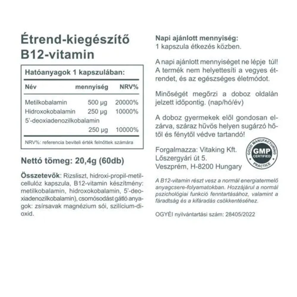 Vitaking - B-12 Vitamin Vege, 60 vegkapslar - Bild 2