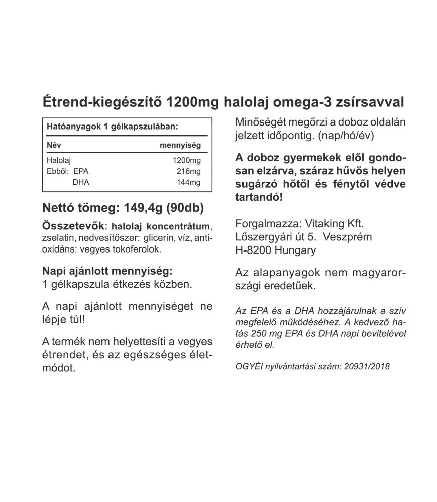 Vitaking - Omega-3, 1200 mg, 90 kapslar - Bild 2