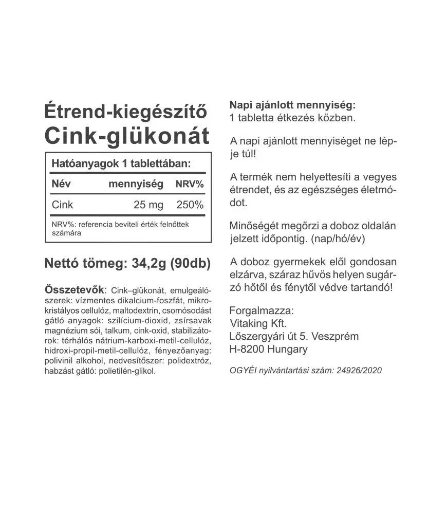 Vitaking - Zinkglukonat, 25 mg, 90 tabletter - Bild 2