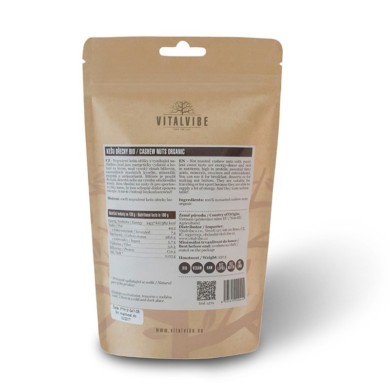 Vitalvibe - Ekologiska Cashewnötter, 250 g - Bild 2