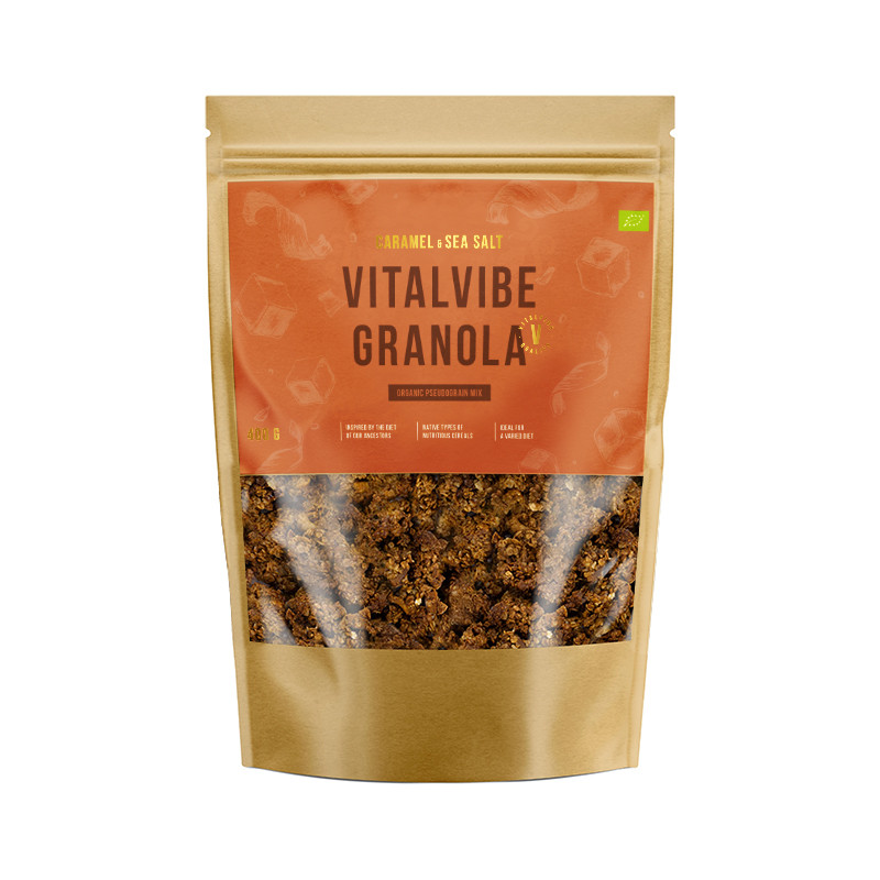 Vitalvibe - Granola Karamell & Havssalt Ekologisk, 700 g | Nya produkterNötsmör | Apoteka
