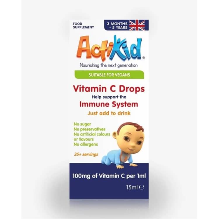 ActiKid - Vitamin C-droppar, osötade - 15 ml | Vitaminer och mineralerHälsa och välbefinnandeEnstaka vitaminerVitamin C | Apoteka