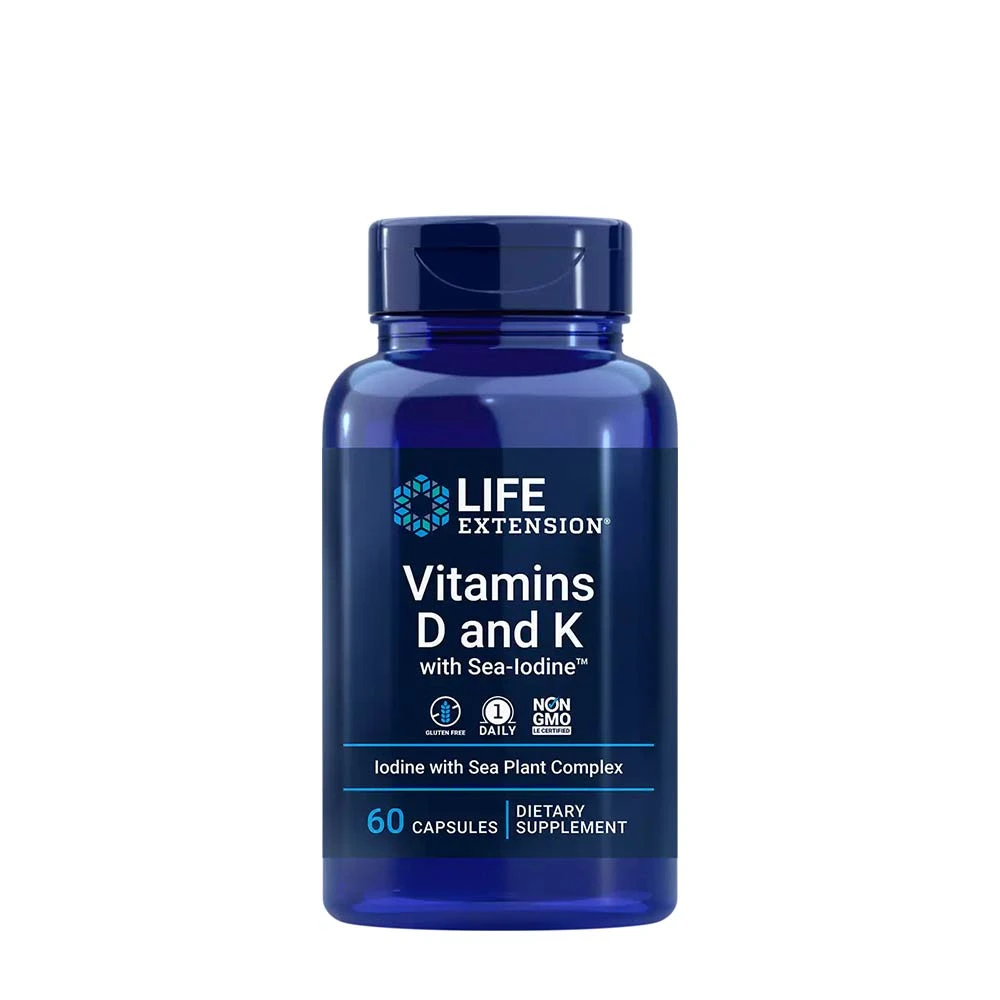 Life Extension - Vitaminer D och K med Havsjod, 60 kapslar | Vitaminer och mineralerHälsokostJod | Apoteka