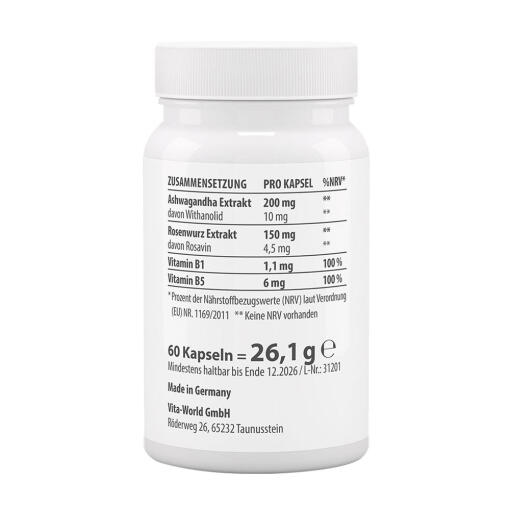 Vitaworld - Ashwagandha Rosenrot Komplex, 60 kapslar - Bild 2