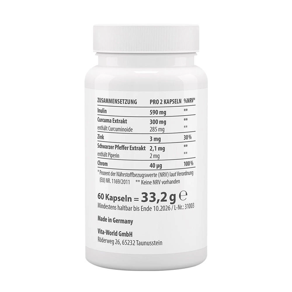 Vitaworld - Balans för Blodsocker, 60 Kapslar - Bild 2