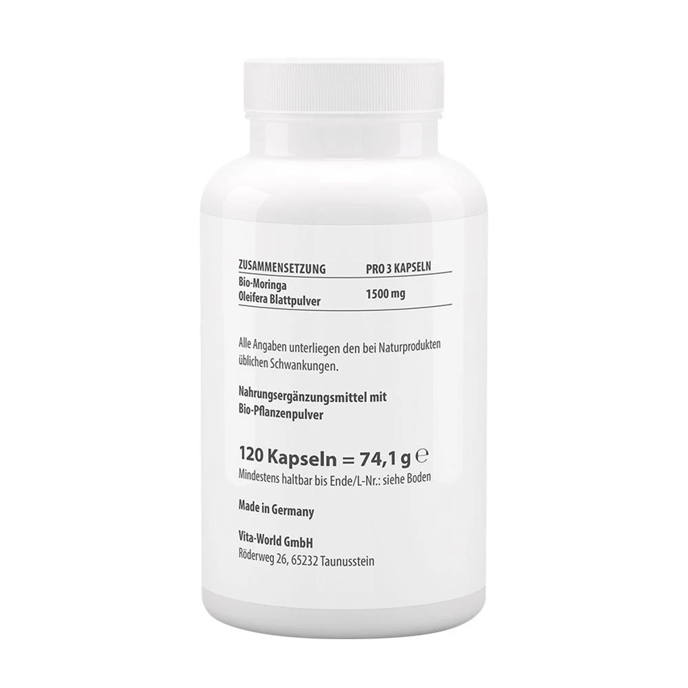 Vitaworld - Moringa Oleifera Ekologisk, 500 mg (120 Kapslar) - Bild 2