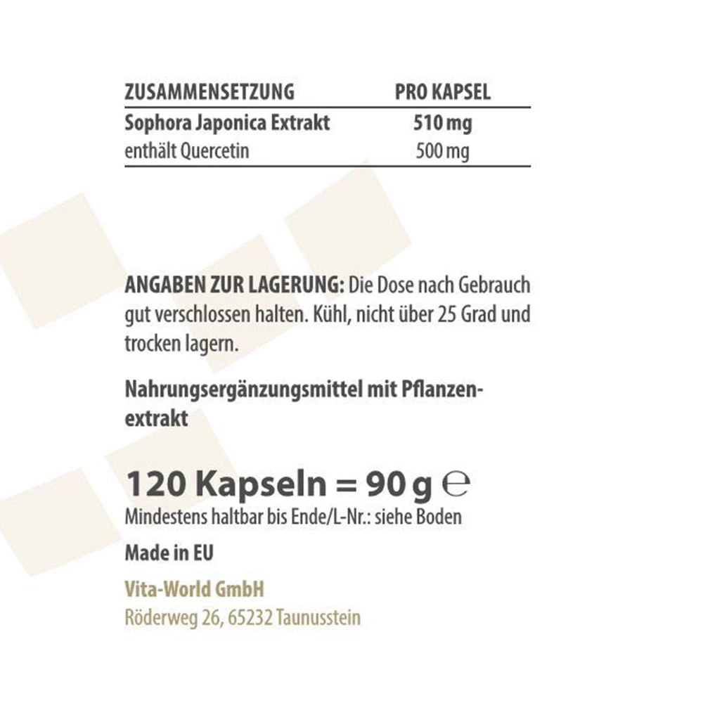 Vitaworld - Quercetin, 500 mg, 120 kapslar - Bild 2