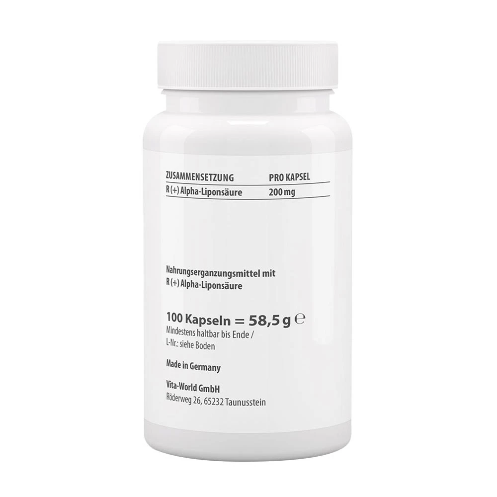 Vitaworld - R(+) Alfa-liponsyra, 200 mg, 100 kapslar - Bild 2