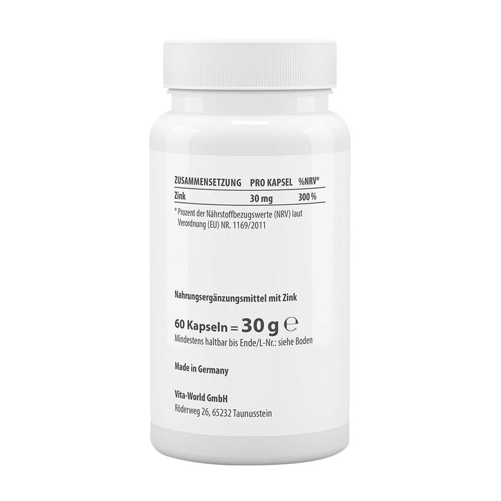 Vitaworld - Zinkcitrat, 30 mg, 60 kapslar - Bild 2