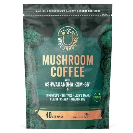 Wiseshrooms - Svampkaffe med Ashwagandha KSM-66, 100 g