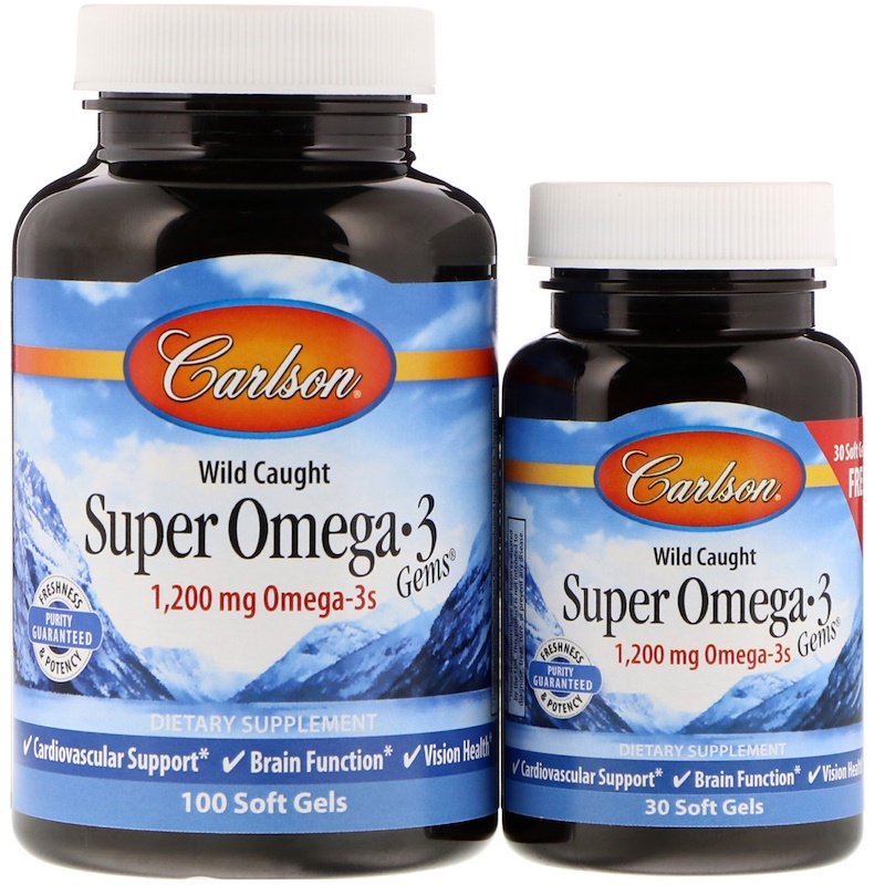 Carlson Labs - Super Omega-3 Gems från vildfångad fisk, 1200 mg - 130 mjukkapslar | Vitaminer och mineralerHälsa och välbefinnandeOmega & NäringsoljorOmega och fiskolja | Apoteka