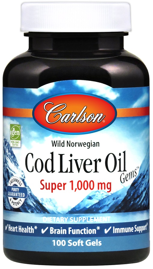 Carlson Labs - Vild Norsk Torskleverolja Gems, 1000 mg - 100 mjukkapslar | Vitaminer och mineralerHälsa och välbefinnandeOmega & NäringsoljorOmega och fiskolja | Apoteka