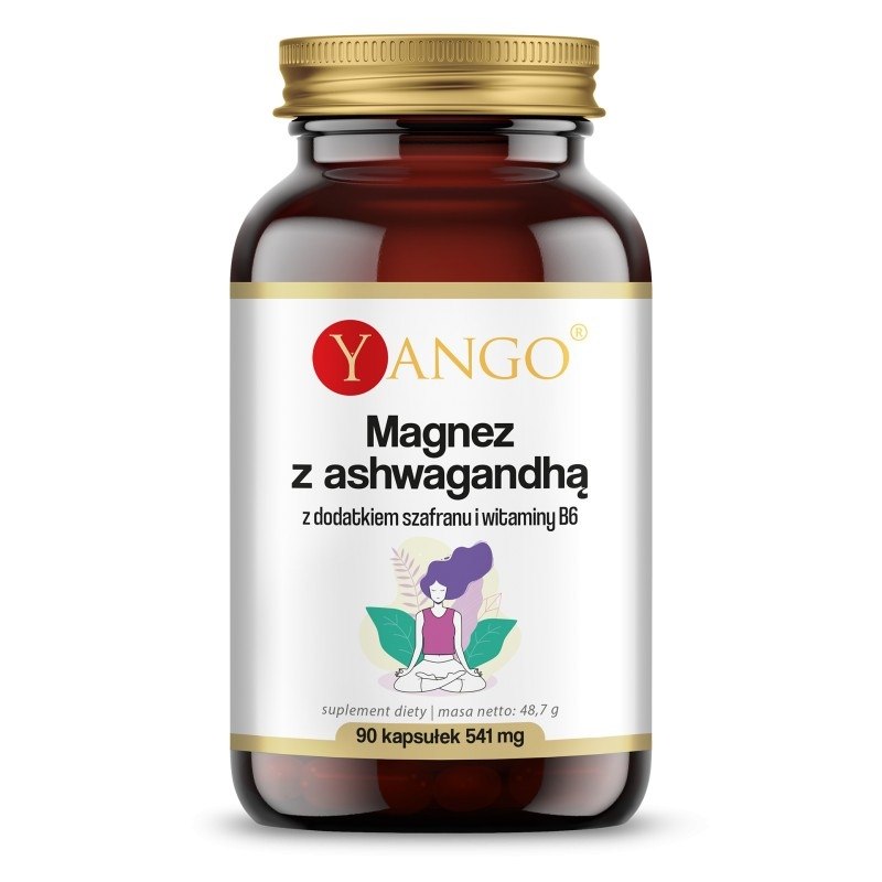 Yango - Magnesium med ashwagandha, saffran och vitamin B6, 90 kapslar | Vitaminer och mineralerVissa mineralerMagnesiumAshwagandha | Apoteka