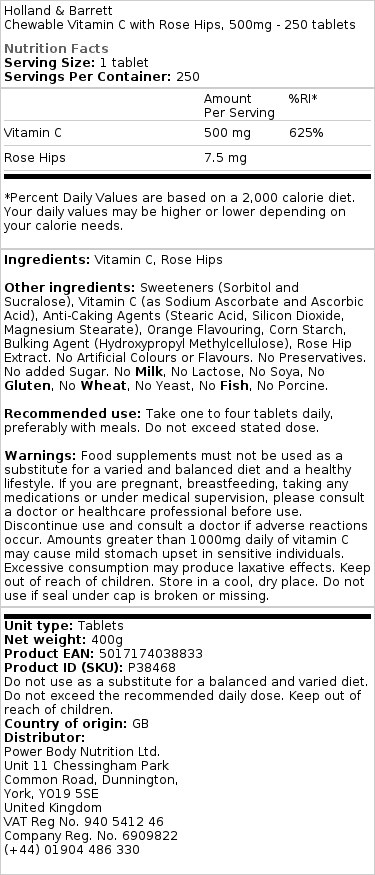 Holland & Barrett - C-vitamin med Nypon, tuggbar - Bild 3