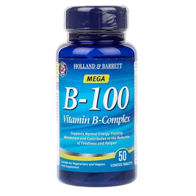 Holland &amp; Barrett - Mega B-100 Vitamin B-komplex, 50 kapslar | Vitaminer och mineralerHälsa och välbefinnandeVissa vitaminerB-vitaminHälsokost | Apoteka