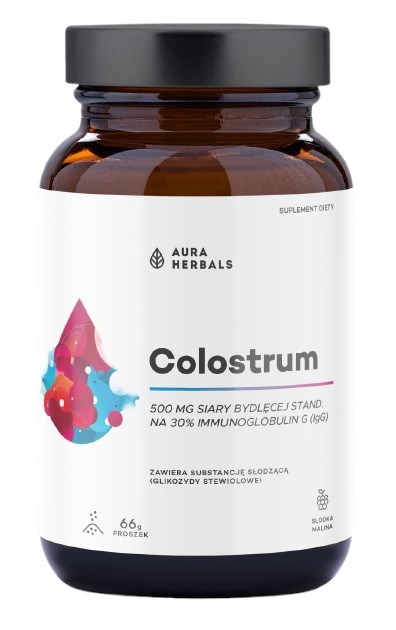 Aura Herbals - Colostrum 500 mg, söt hallon, 66 g | Vitaminer och mineralerHälsokost | Apoteka