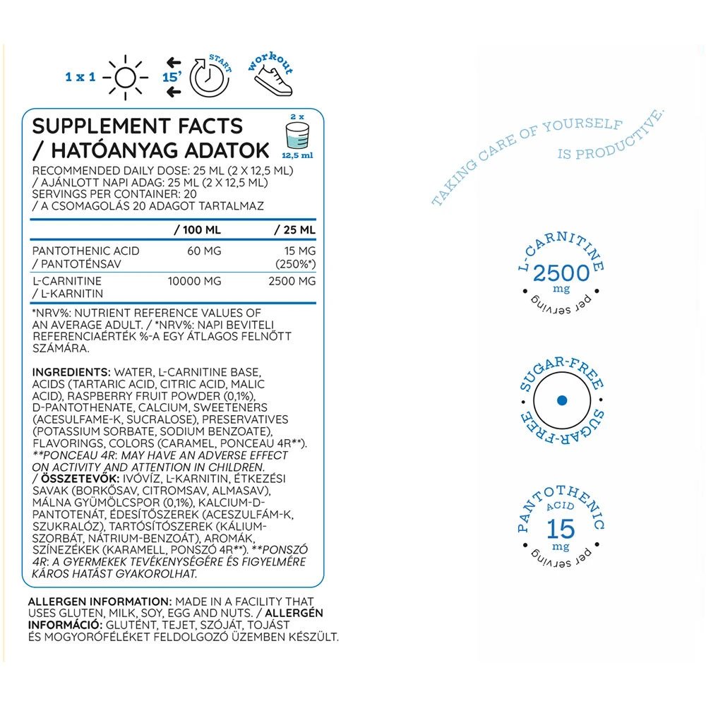 Nutriversum - Flow Flytande L-karnitin, 500 ml, Hallon - Bild 4