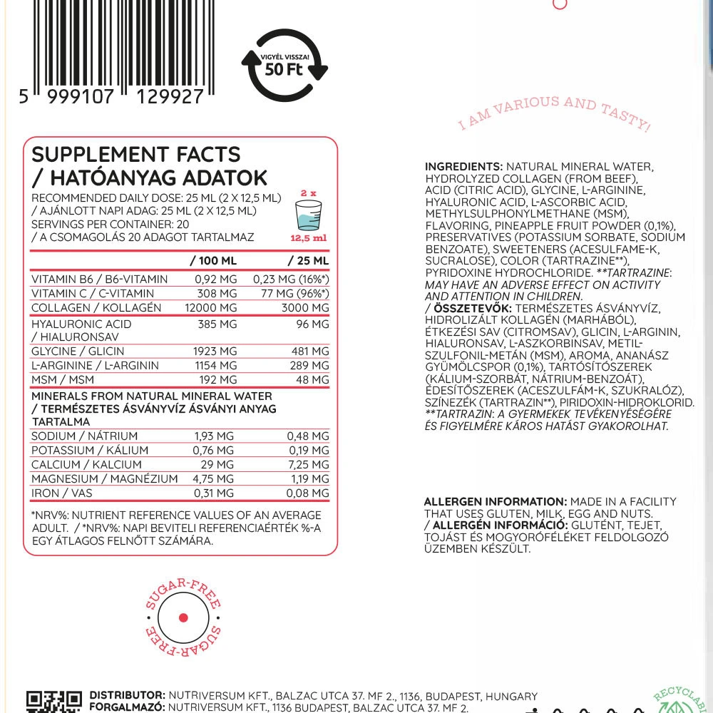 Nutriversum - Flytande MSM+C med Hyaluron och Kollagen, 500 ml, Ananas | HälsokostKollagenMSM | Apoteka