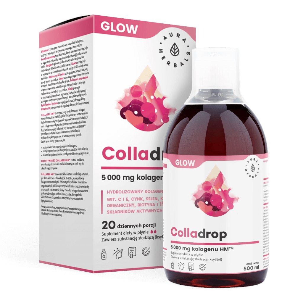 Aura Herbals - Colladrop Glow, marint kollagen, 5000 mg, 500 ml | Vitaminer och MineralerHälsa och välbefinnandeKollagenMSM | Apoteka
