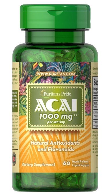 Puritans Pride - Acai, 1000 mg, 60 mjukkapslar | Vitaminer och MineralerVeganska produkterHälsa och välbefinnandeAntioxidanterHälsokost | Apoteka