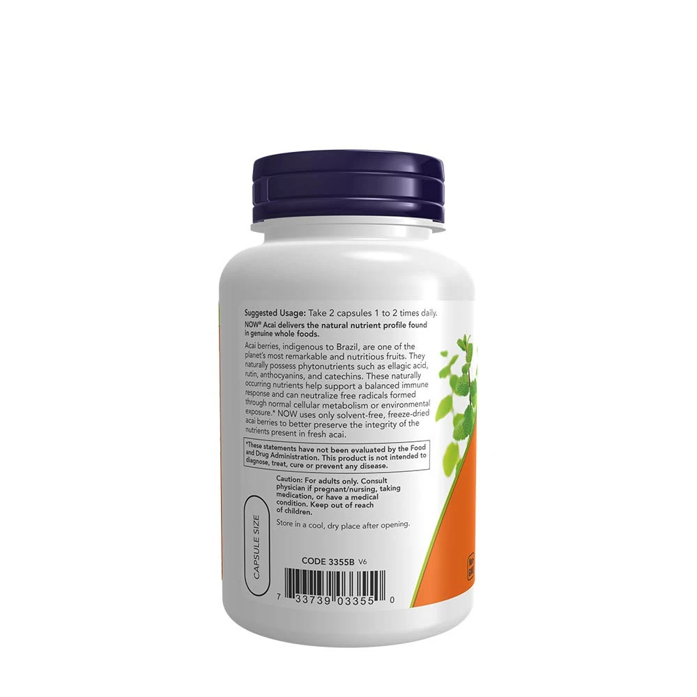 NOW - Acai, 500 mg - 100 vegetabiliska kapslar - Bild 5