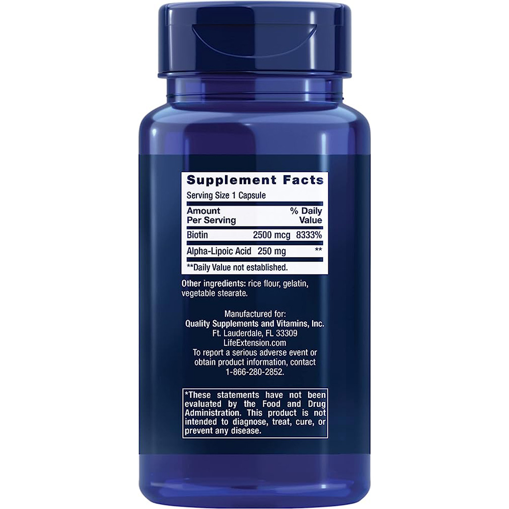 Life Extension - Alfa-liponsyra med Biotin, 60 kapslar - Bild 3
