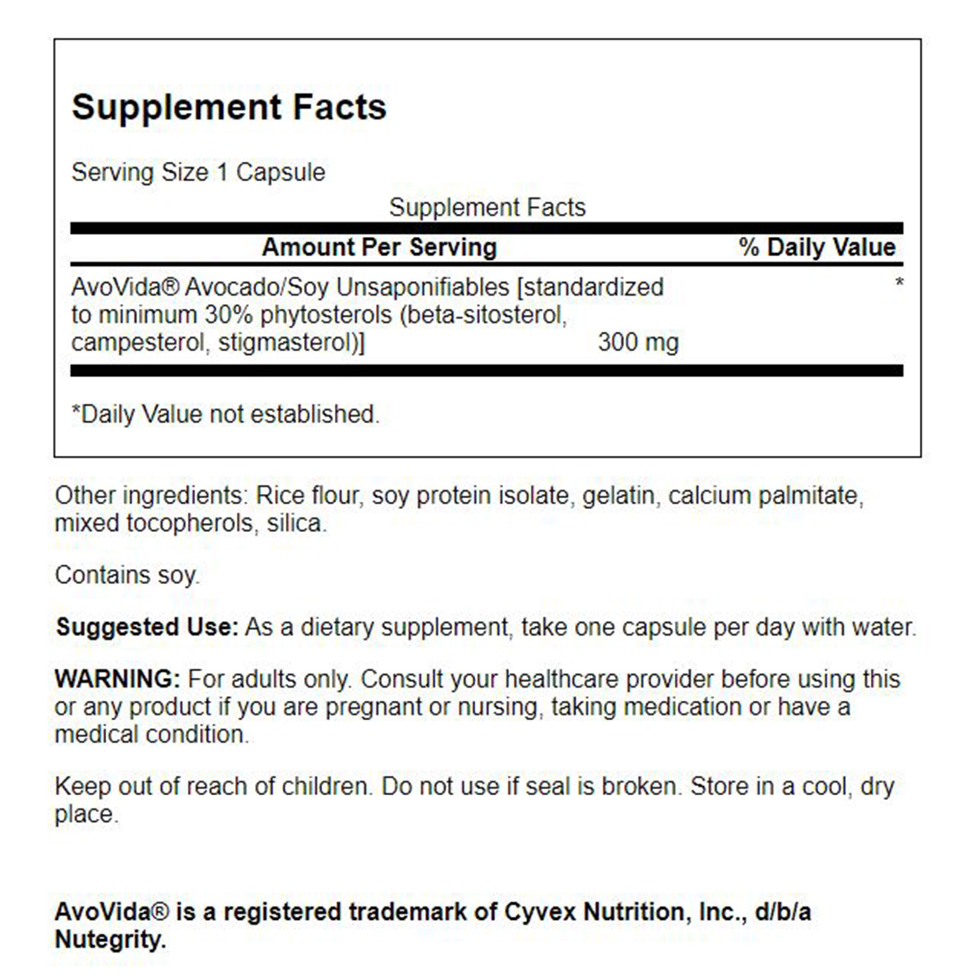 Swanson - AvoVida, 300 mg Maximal Styrka - 60 kapslar - Bild 3