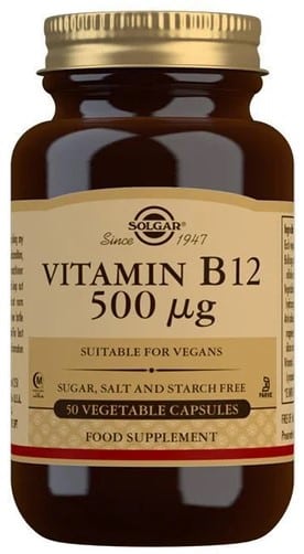 Solgar - B12-vitamin, 500 mcg, 50 kapslar | Vitaminer och MineralerHälsa och välbefinnandeVissa vitaminerB-vitaminHälsokostB12 | Apoteka