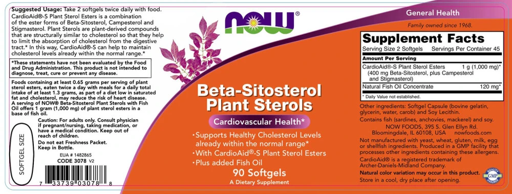 NOW - Beta-Sitosterol Växtsteroler, 90 mjukkapslar - Bild 3