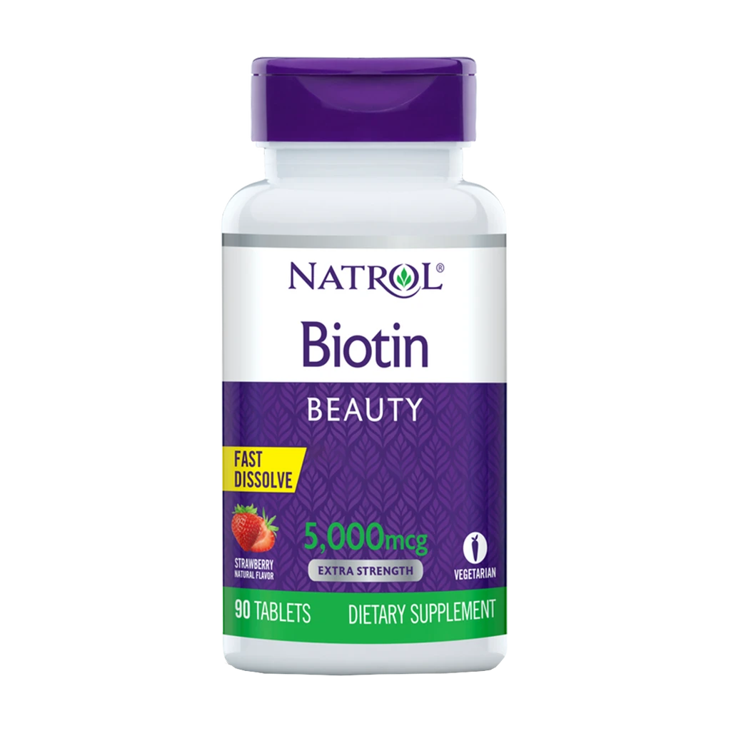 Natrol - Biotin Extra Strength Snabblösande, 5000 mcg | Vitaminer och MineralerHälsa och välbefinnandeVissa vitaminerHår och naglarHälsokostBiotin | Apoteka