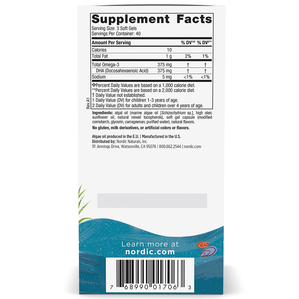 Nordic Naturals - Barns DHA Vegetarian, 375mg Bär-Lemonad - 120 tuggtabletter - Bild 3