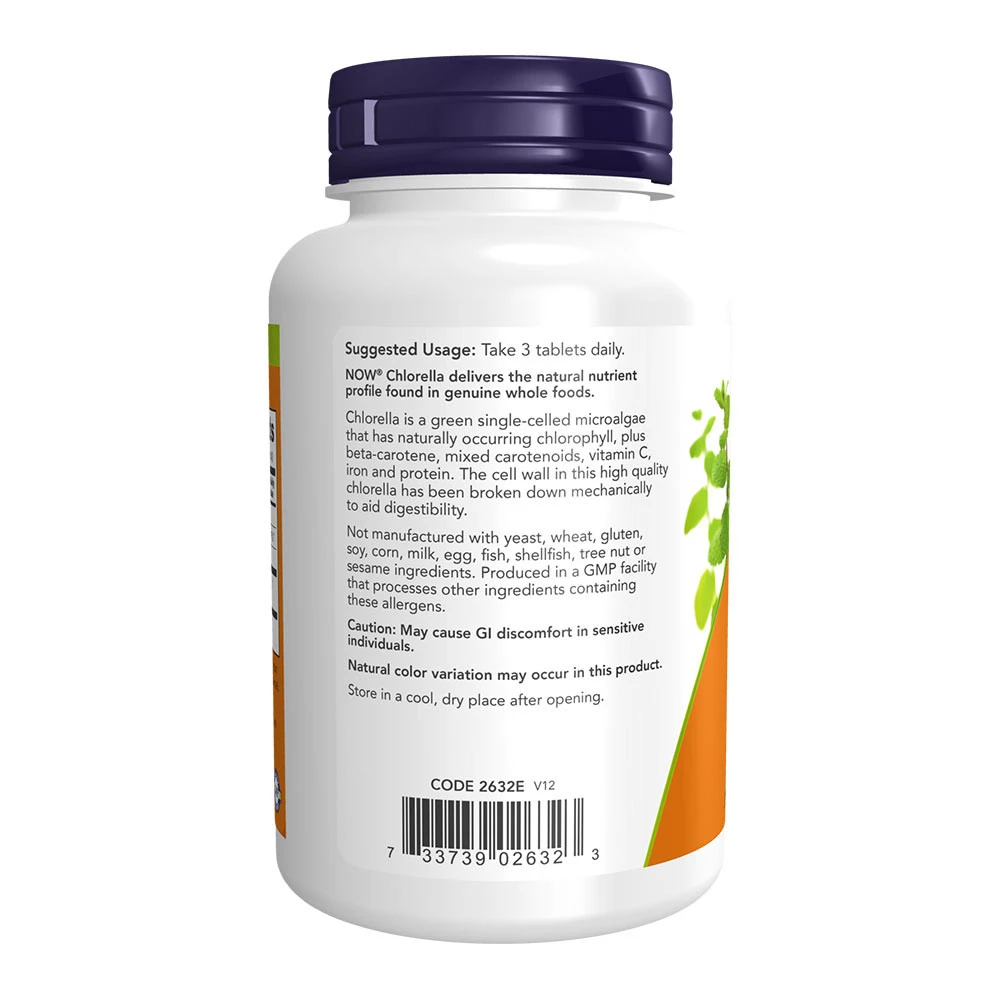 NOW Foods - Chlorella, 1000 mg, 120 tabletter - Bild 3