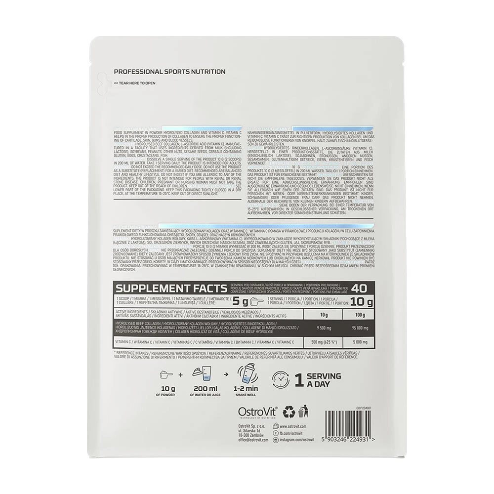 OstroVit - Kollagen + Vitamin C, Supreme Pure, 400g - Bild 4