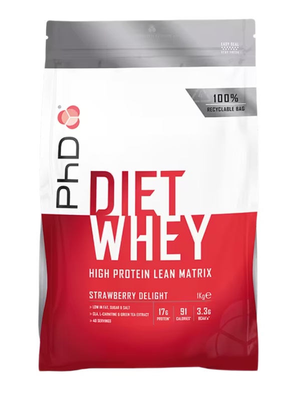 PhD - Diet Whey, Jordgubb Delight, 1000g | HälsokostProteinerProteinmatrisFitness och träning | Apoteka
