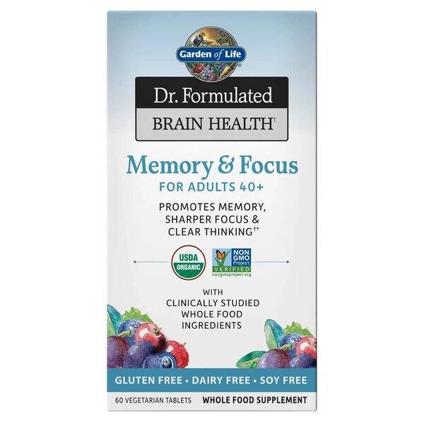 Garden of Life - Dr. Formulated Memory &amp; Focus för Vuxna 40+, 60 vegetariska tabletter | Vitaminer och MineralerHälsa och välbefinnandeMental fokus och minneHälsokostNordisk vitalitet | Apoteka