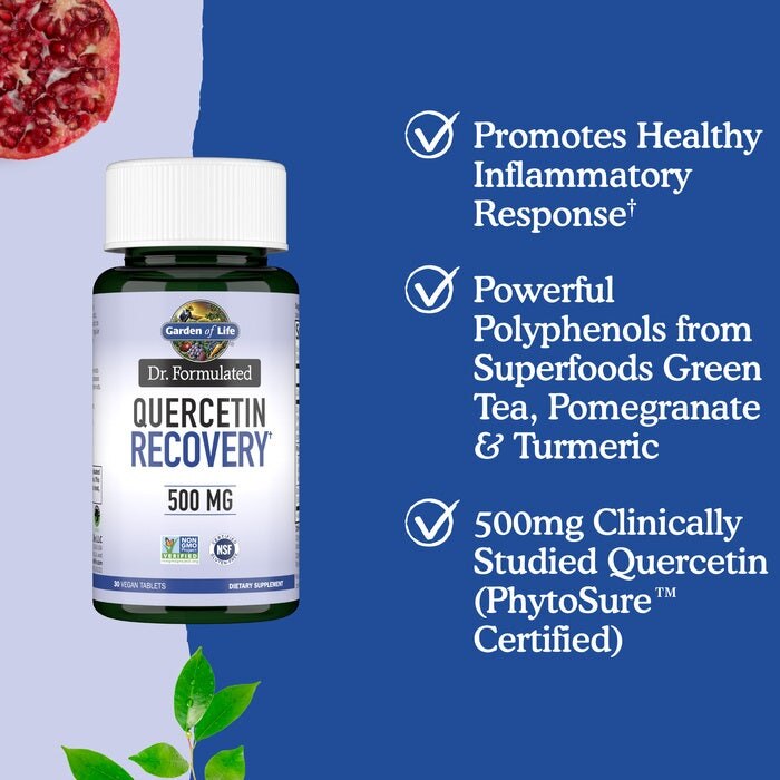 Garden of Life - Dr. Formulated Quercetin Recovery, 500 mg, 30 veganska tabletter - Bild 4