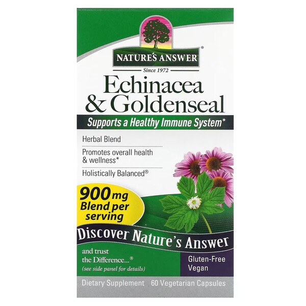 Natures Answer - Echinacea &amp; Goldenseal, Kapslar - 60 st | Vitaminer och MineralerVeganska produkterHälsa och välbefinnandeHälsokost | Apoteka